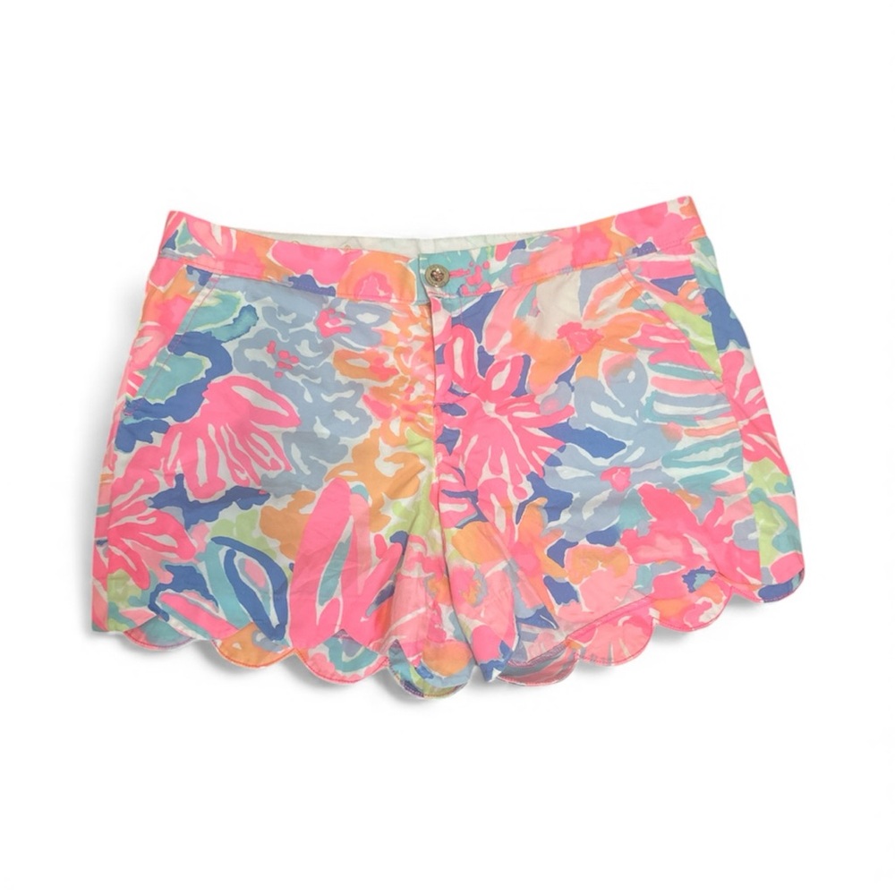 Lilly Pulitzer Buttercup scalloped edge 5” inseam short sz 10 bright pink floral